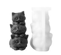 Stampo in silicone per gatti - Candela a forma di gatto a forma di triplice forma di gatto, lieve muffa riutilizzabile | Silicone durevole - Cera artigianale per principianti