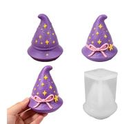 Stampo in silicone per Halloween, a forma di cappello da strega 3D, per candele, gesso per Halloween, per versare il cappello da strega, per candele, in silicone, decorazione autunnale (A)