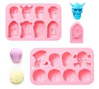 Stampo in Silicone per Halloween, Halloween Formine per Biscotti, Stampi per Cioccolato di Halloweens, Adatto per Decorare Cupcake fai da te Cioccolato Caramelle Muffin e Pane - 2PCS