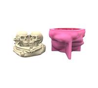 Stampo in silicone per Halloween teschio vaso di fiori resina epossidica posacenere fatto in casa contenitore trucco strumento fioriera resina stampo silicone