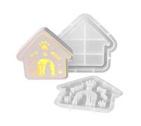 Stampo in silicone per la casa, 14,1 x 13,7 x 3,1 cm, decorazione creativa a forma di casa di gatto, per lavori in classe, decorazioni per soggiorno, scrivania, giardino, asilo , scuola, Halloween