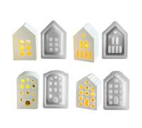 Stampo in silicone per la casa di Natale, stampo per candele a forma di casa, set di 4 stampi decorativi a forma di casa a tema natalizio, decorazione per la casa in stile europeo che fa lo stampo per