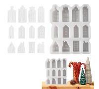 Stampo in silicone per la casa, per candele piccole case | Stampo riutilizzabile in silicone 12 cavità per intonaco ornamento cemento resina artigianato decorazione casa progetti fabbricazione