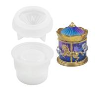 Stampo in silicone per la pentola, motivo carosello, conchiglie con coperchio, 3D, scomparto in silicone, contenitore per gioielli, scatola per caramelle, funghi per resina casting Home Decor Art Art