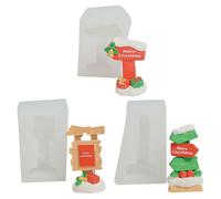 Stampo in silicone per Natale, stampi in silicone per colata di Natale, per strada, parola, in gesso 3D, in silicone, per colata, in resina epossidica (ABC)