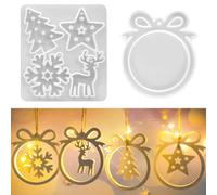 Stampo in silicone per Natale, stampi in silicone per Natale, albero di Natale, fiocco di neve, stelle alci, resina epossidica, per decorazioni natalizie