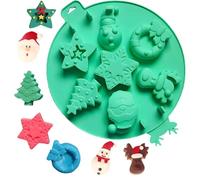 Stampo in Silicone per Natale, Stampo per Dolci e Cioccolato, Stampi per Cottura a Motivi Speciale Natalizio, con Babbo Natale, Albero di Natale, Calzini, Campane, Pupazzi di Neve