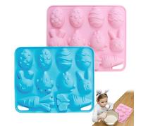 Stampo in silicone per Pasqua | Vassoio riutilizzabile a 10 cavità - Stampo in silicone per coniglietti pasquali | Per dessert torta di cacao biscotto dolce cioccolato cucina quotidiana natale