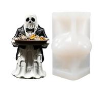 Stampo in silicone per resina, strumento riutilizzabile per colata fatta a | Halloween - Servitore che tiene un vassoio, stampo in silicone per gesso e casa infestata