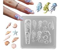 Stampo in Silicone per Unghie | Forma per Arte Unghie,Stampini in Silicone 3D a Tema Marino per Creazione Gioielli in Resina Epossidica e Attrezzatura per Estetica