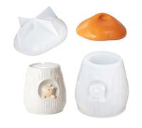 Stampo In Silicone Per Vasi A Fungo,Modello Per Contenitore Di Budino - Set Di Stampo Per Vasi Di Caramelle Con Coperchio Design Scoiattolo,Per Fai Da Te Gioielli Contenitore Colata Caramelle