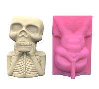 Stampo in silicone per vasi di fiori grasse adatto per giardino in calcestruzzo portavaso decorazione domestica Halloween teschio uomo stampo in silicone