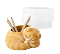 Stampo In Silicone Per Vaso Di Fiori | Stampo per Calcestruzzo a Forma di Gatto Dormiente | per Portacandele - per portapenne cactus casa appartamento vacanze feste amanti gatti