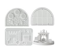 Stampo in silicone riutilizzabile a forma di casa di villaggio natalizio | Stampo per candeliere fai da te per cera, cemento, intonaco arte, soggiorno, ingresso casa
