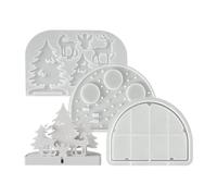 Stampo in silicone riutilizzabile a forma di casa di villaggio natalizio | Stampo per candeliere fai da te per cera, cemento, intonaco arte, soggiorno, ingresso casa