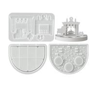 Stampo in silicone riutilizzabile a forma di casa di villaggio natalizio | Stampo porta tealight decorazione per la casa camera da letto soggiorno tavolino Art Class F