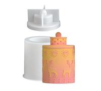 Stampo in silicone riutilizzabile per il fai da te Crea un albero di Natale festivo Cervo Fiocco di Neve Cilindro Goffrato Vaso di vetro con coperchio Riutilizzabile per il fai da te