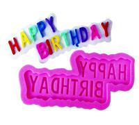 Stampo in silicone scritta happy birthday decorazioni dolci pasta di zucchero fondenti torte cucina creativa colorata idea regalo compleanno natale festa