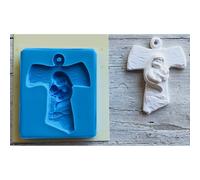 Stampo in silicone Tau Maria e Gesù per colatura Gesso Resina