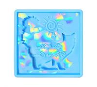 Stampo olografico a forma di gatto, in silicone, olografico, per cioccolatini, cioccolatini, fai da te, resina epossidica, creta, sapone, cera e altro (blu, 1 pezzo)