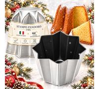 Stampo Pandoro 1 kg in Alluminio con Rivestimento SUPER ANTIADERENTE | Forma a Stella, Facile da Sformare, Lavabile in Lavastoviglie, per Pandoro Fatto in Casa, Pranzi e Feste di Natale