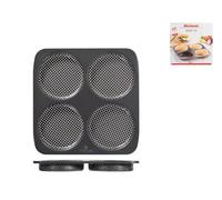 Stampo Pane Per Burger Forato In Antiaderente 4 Posti Cm 12, Argento