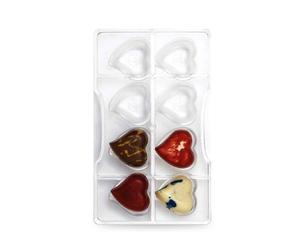 Stampo per 8 cioccolatini a cuore in policarbonato Decora 4 x 4 cm
