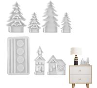 Stampo per albero di Natale, stampo in silicone per albero di Natale - da forno natalizi da 7 pezzi | Stampo per biscotti di 3D, case, alberi di, strumenti per caramelle per la pasticcer