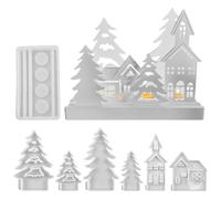 Stampo per albero di Natale, stampo in silicone per albero di Natale - per sapone natalizio 7 pezzi | Casette per alberi di, strumenti per torte, strumenti per caramelle 3D, stampo in silicone