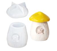 Stampo per barattolo di funghi, modello per tazza di stoccaggio in silicone, set di per budino con coperchio per scoiattolo, contenitore per gioielli in resina creativa, contenitore per caramel