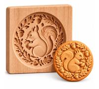 Stampo per biscotti in legno con motivo animale in rilievo, per pasta frolla e shortbread, accessorio per biscotti di Natale, circa 10 × 9 × 2 cm (1PCS-c)