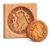 Stampo per biscotti in legno con motivo animale in rilievo, per pasta frolla e shortbread, accessorio per biscotti di Natale, circa 10 × 9 × 2 cm (1PCS-b)