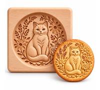 Stampo per biscotti in legno con motivo animale in rilievo, per pasta frolla e shortbread, accessorio per biscotti di Natale, circa 10 × 9 × 2 cm (1PCS-e)