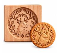 Stampo per biscotti in legno con motivo animale in rilievo, per pasta frolla e shortbread, accessorio per biscotti di Natale, circa 10 × 9 × 2 cm (1PCS-h)