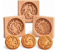 Stampo per biscotti in legno con motivo animale in rilievo, per pasta frolla e shortbread, accessorio per biscotti di Natale, circa 10 × 9 × 2 cm (3PCS-d)