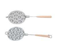 Stampo per Biscotti Noci e Pasta, Maker in Alluminio con Manico in Legno - Rivestimento Antiaderente per Dolci Ovali, Facile da Usare per Pasticceria Casalinga (12 faggio)