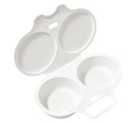 Stampo per bracconiere per uova in microonde in plastica alimentare a 2 | Gadget per la colazione a doppia cavità, senza olio, per cottura rapida, riutilizzabile, con distribuzione uniforme del