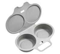 Stampo per bracconiere per uova in microonde in plastica alimentare a 2 | Gadget per la colazione a doppia cavità, senza olio, per cottura rapida, riutilizzabile, con distribuzione uniforme del