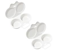 Stampo per bracconiere per uova in microonde in plastica alimentare a 2 | Gadget per la colazione a doppia cavità, senza olio, per cottura rapida, riutilizzabile, con distribuzione uniforme del
