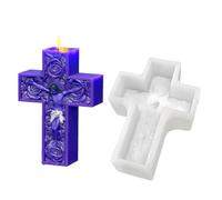 Stampo per candela a forma di croce, 3D, con Gesù e rosa religiosa | Stampi in silicone per aromaterapia per la produzione di candele, resina epossidica, artigianato, gesso, argilla, gesso