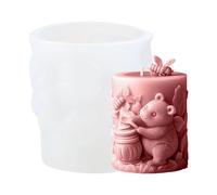Stampo per candela a forma di orsetto di miele - Stampo in silicone cilindrico da 8,5 cm, design flessibile a forma di orso antiaderente, riutilizzabile e durevole | Mini candela profumata alla d