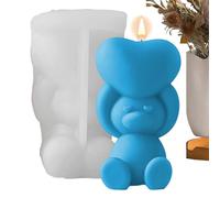 Stampo per candela con orso floreale - Stampo per statua in resina a forma di orso in silicone con cuore. Stampo per candela in silicone | Romantico San Novità Orsetto Stampo per sapone per San Matrim