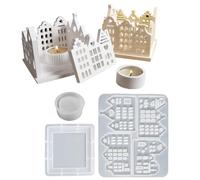 Stampo per candelabro natalizio, stampo in silicone a forma di casa cava, per fai da te, Natale, San, decorazione da tavola, gesso, resina, cioccolato, gelatina, principianti