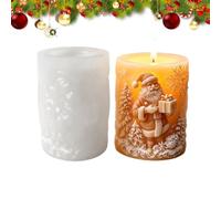 Stampo per candele a forma di cilindro natalizio in rilievo, decorazione | Stampi in silicone per realizzare candele, per appassionati di fai da te, amanti del fai da te, sapone, resina epossidica