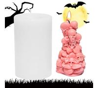 Stampo per candele a forma di cranio in silicone | Stampo per candele Scrary Skeleton Tower | Candele per aromaterapia in silicone fatte a mano in torre di teschio di Halloween, stampo in gesso per