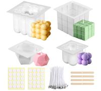 Stampo per Candele a Forma di Cubo,4 pezzi Stampi Silicone Candele,Bubble Candle Stampo,Stampi per Candele Fai Da Te,per Candele Profumate, Sapone Fatto a Mano,Decorazioni Fai da Te (4)