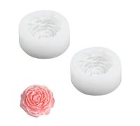 Stampo per Candele in Silicone Alimentare 2 Pezzi Forma Peonia 3D, 7.3cm Bianco per Cera d'Api, Decorazioni Resina/Argilla, Cake Design Chocolate - Stampo Silicone Candele Fai Da Te 100% Sicuro