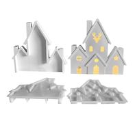 Stampo per candele per la casa, stampo per cioccolatini di Natale, stampo per decorazione di torte, stampo in silicone per fondente Castle, stampo in resina a tema natalizio per fondente al cioccolato