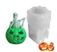 Stampo Per Candele Zucca - Stampo In Silicone Per Candele Zucca Scheletro | Decorazione Desktop Macabra Fatta A Mano In Resina Per Dolci