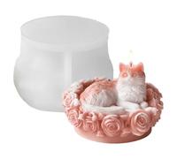 Stampo per Candle Making Gatto su di Rose Stampo per Creazioni in Silicone